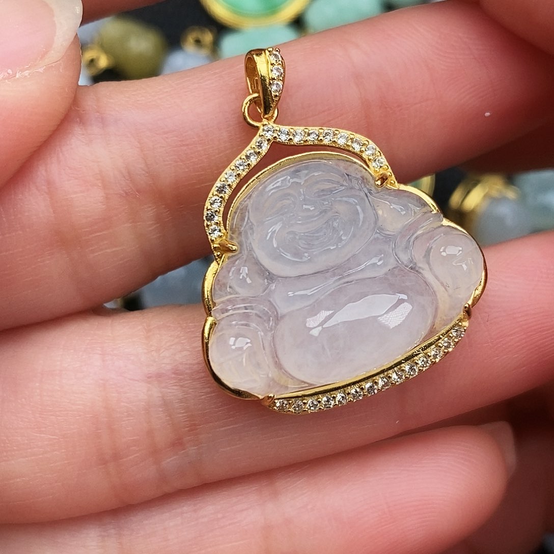 翡翠颈饰银S925镶嵌佛公