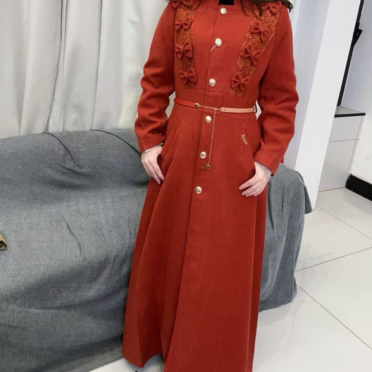 881好看百搭收腰显瘦气质轻奢时尚毛呢大衣122