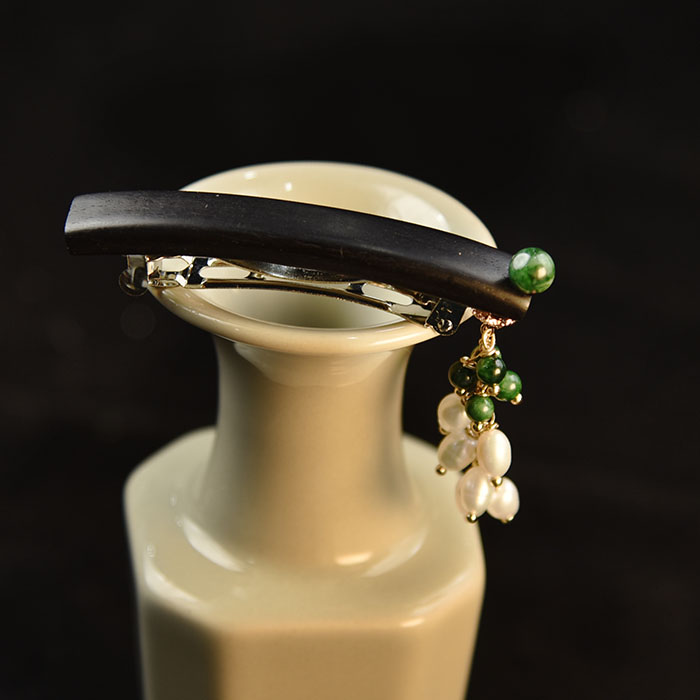 碧疏柔原创手工发夹檀木盘发日常百搭新中式国风旗袍汉服流苏步摇