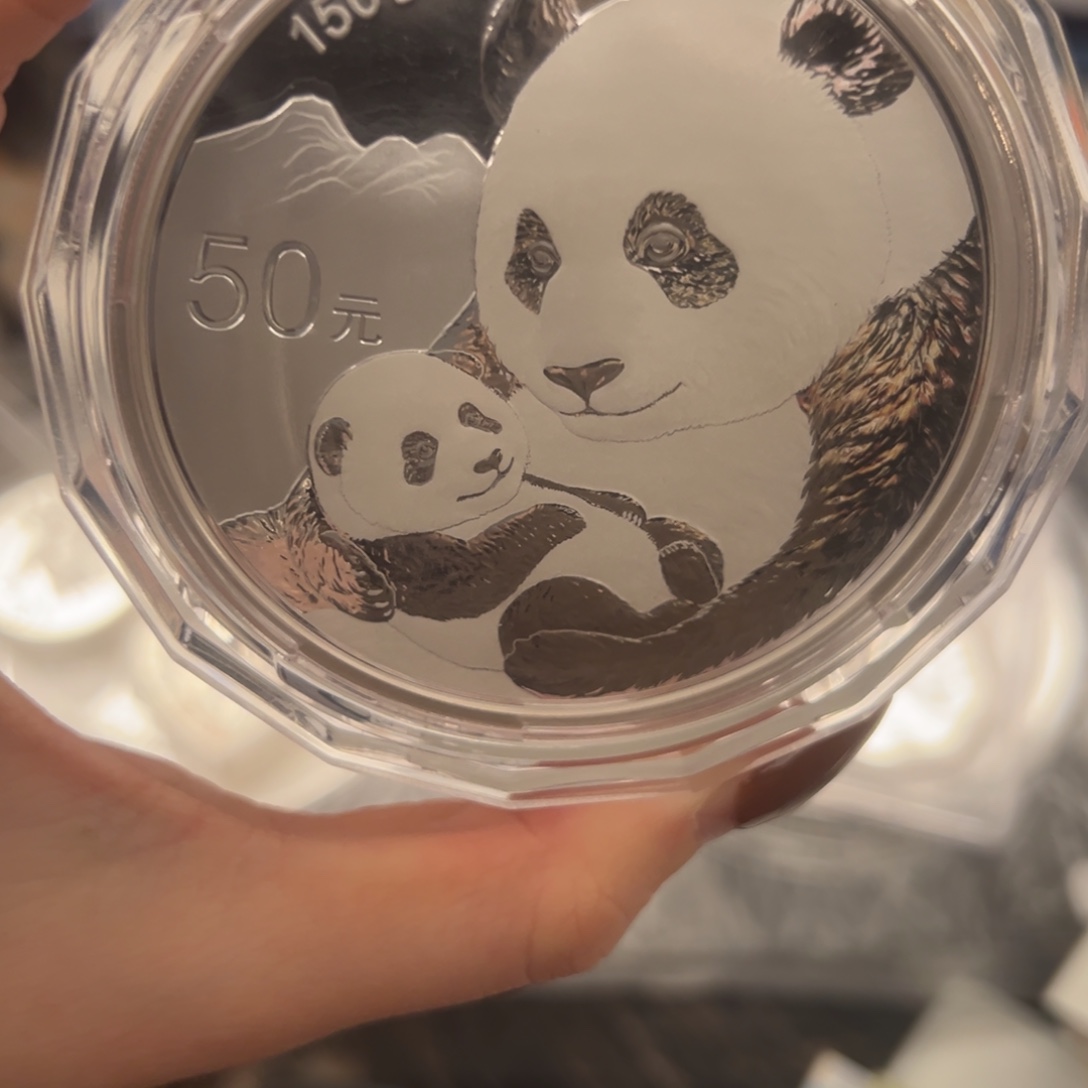 纯银2019熊猫币150带证书盒子