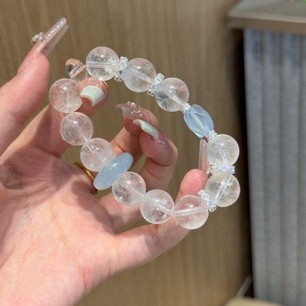 《降温白水 》 天然白水晶手串-R18