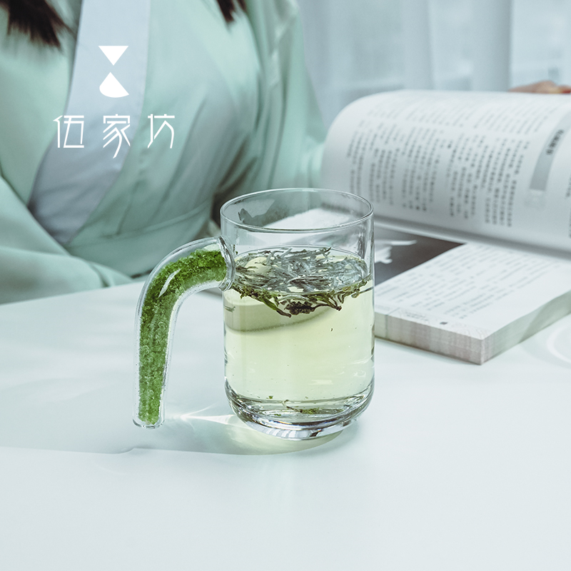 伍家坊青岚马尾绿茶杯透明家用创意大容量喝水杯喝茶杯茶水杯
