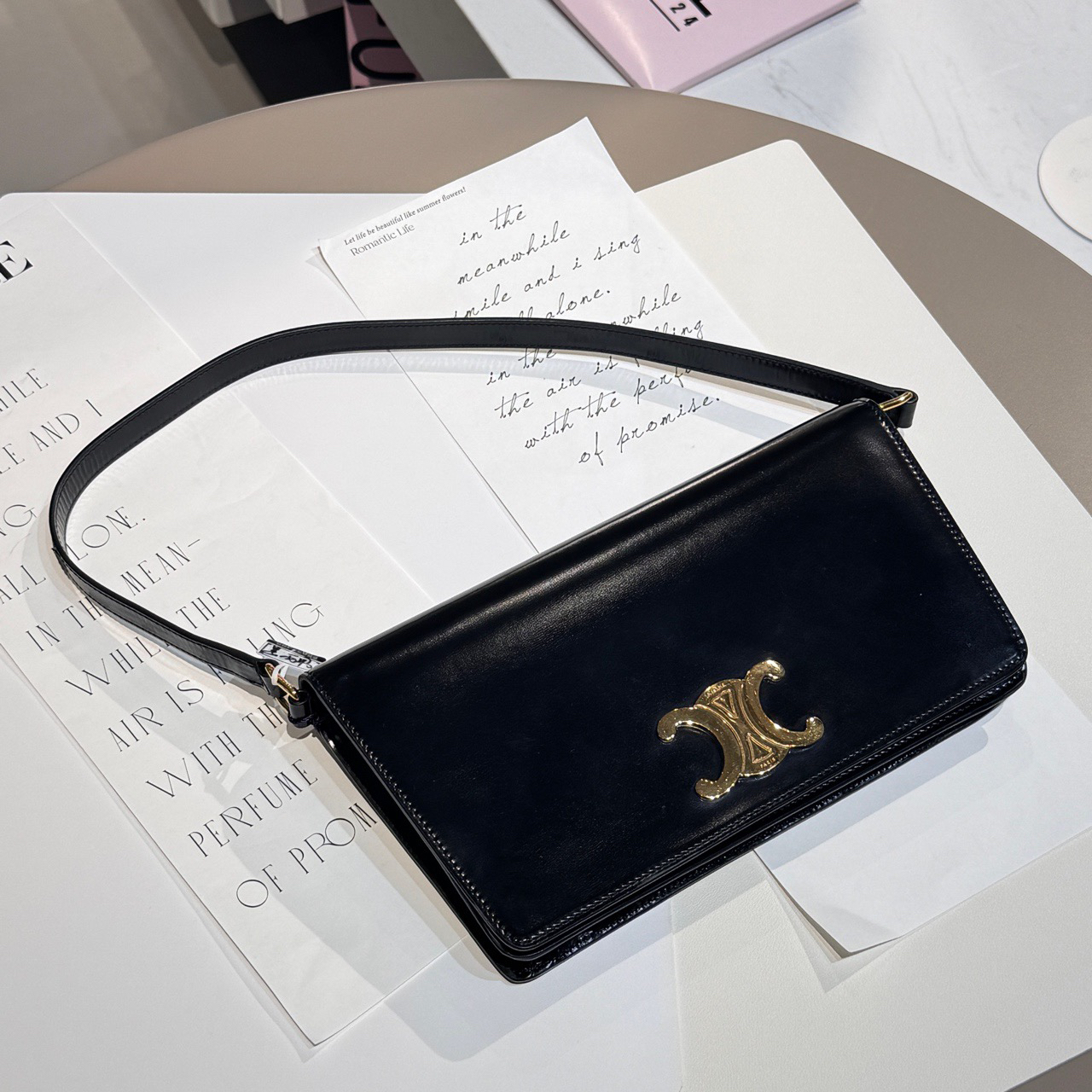 99新 Celine/思琳 梯形凯旋门黑色腋下包