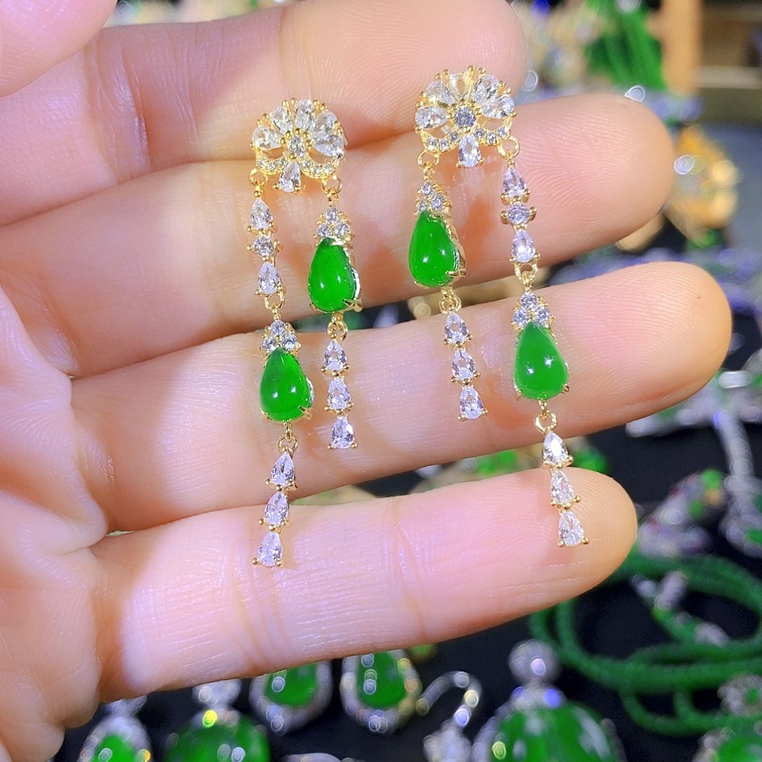 吊坠(不含链)银S925镶嵌翡翠