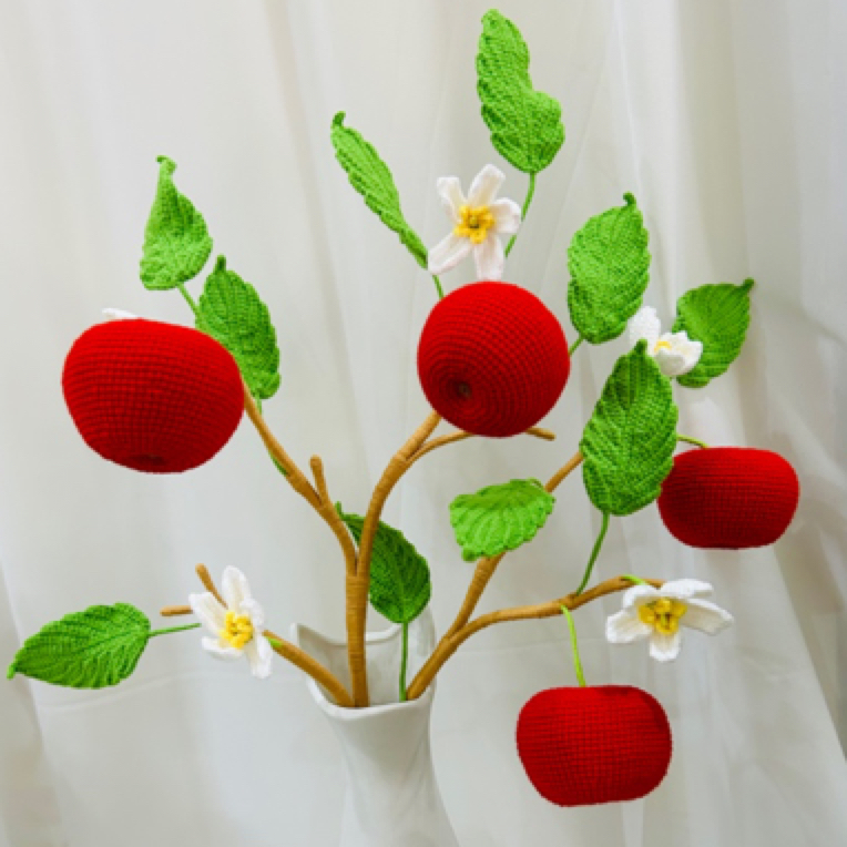纯手工钩织毛线苹果水果花束成品装饰好物