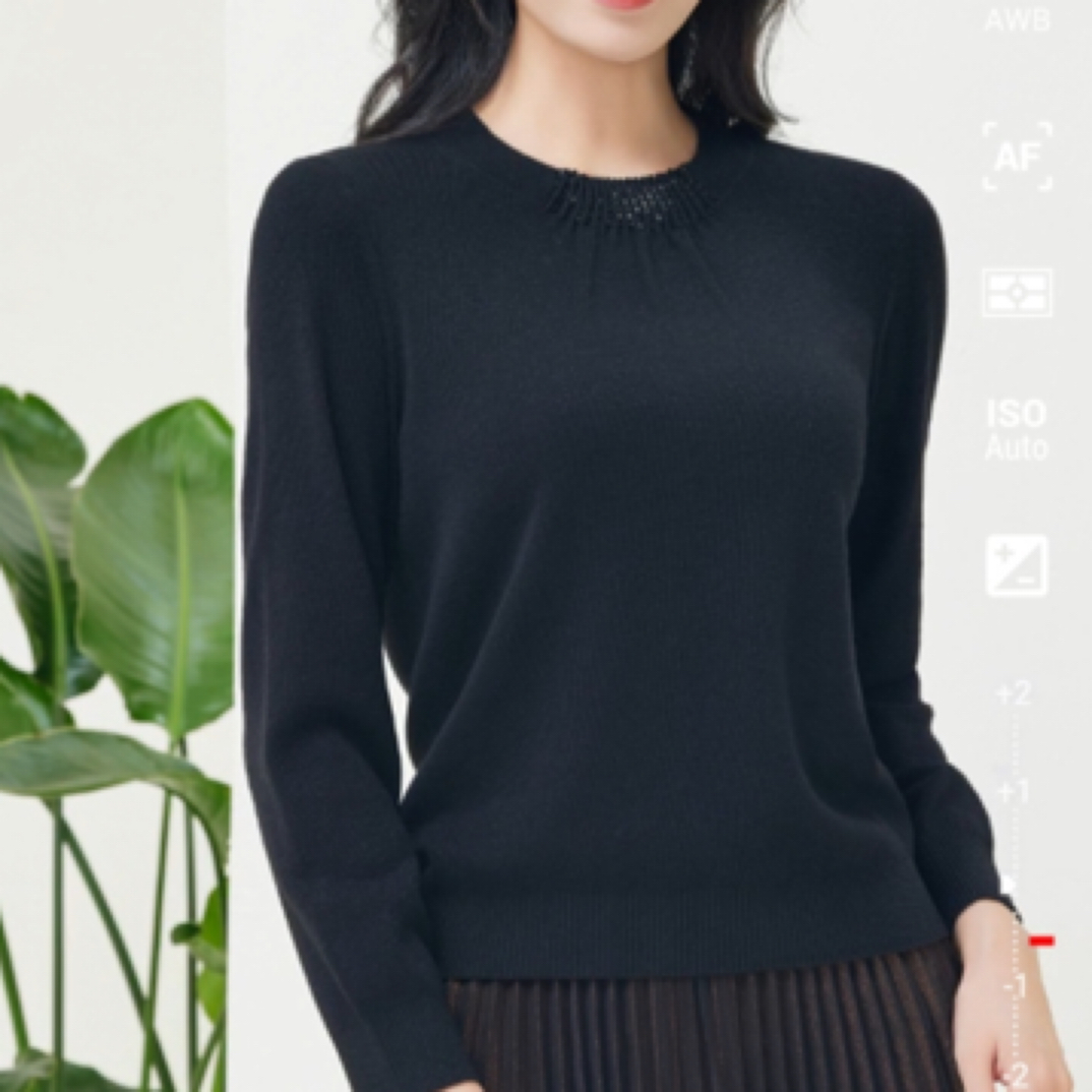 百搭时尚圆领宽松版长袖女士休闲上衣