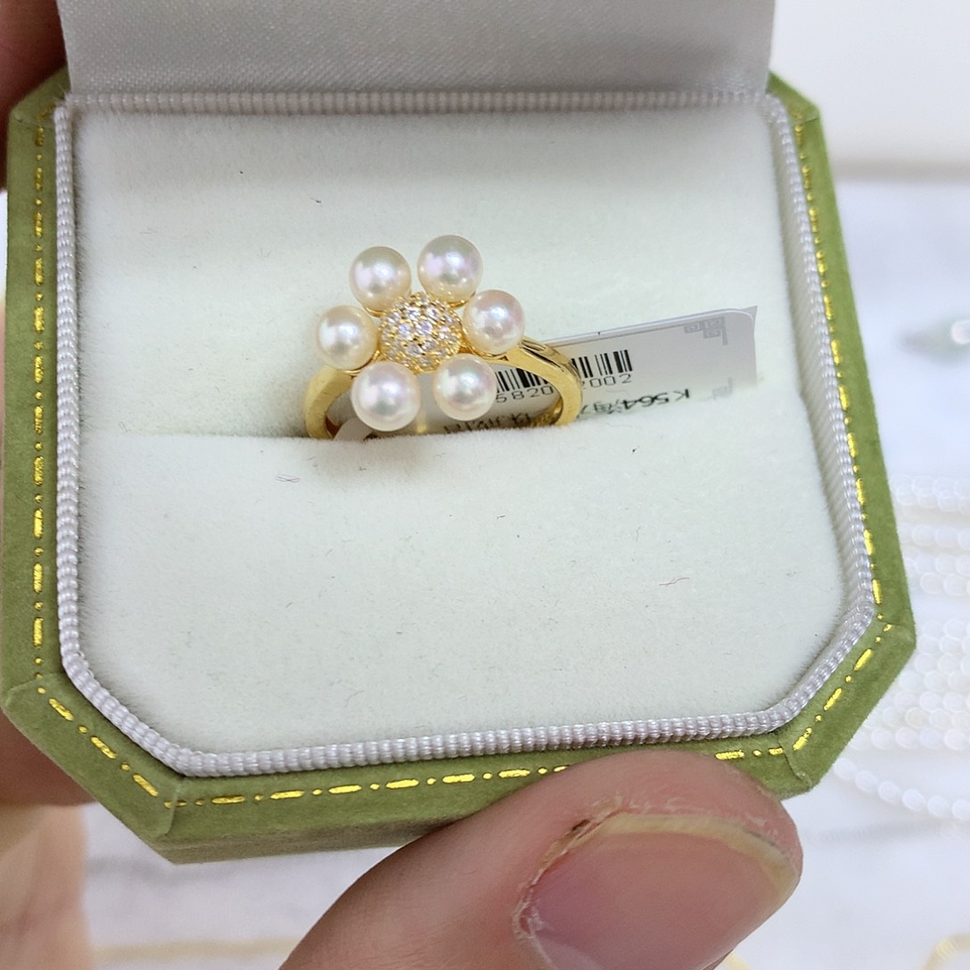 戒指银S925镶嵌海水珍珠4-5