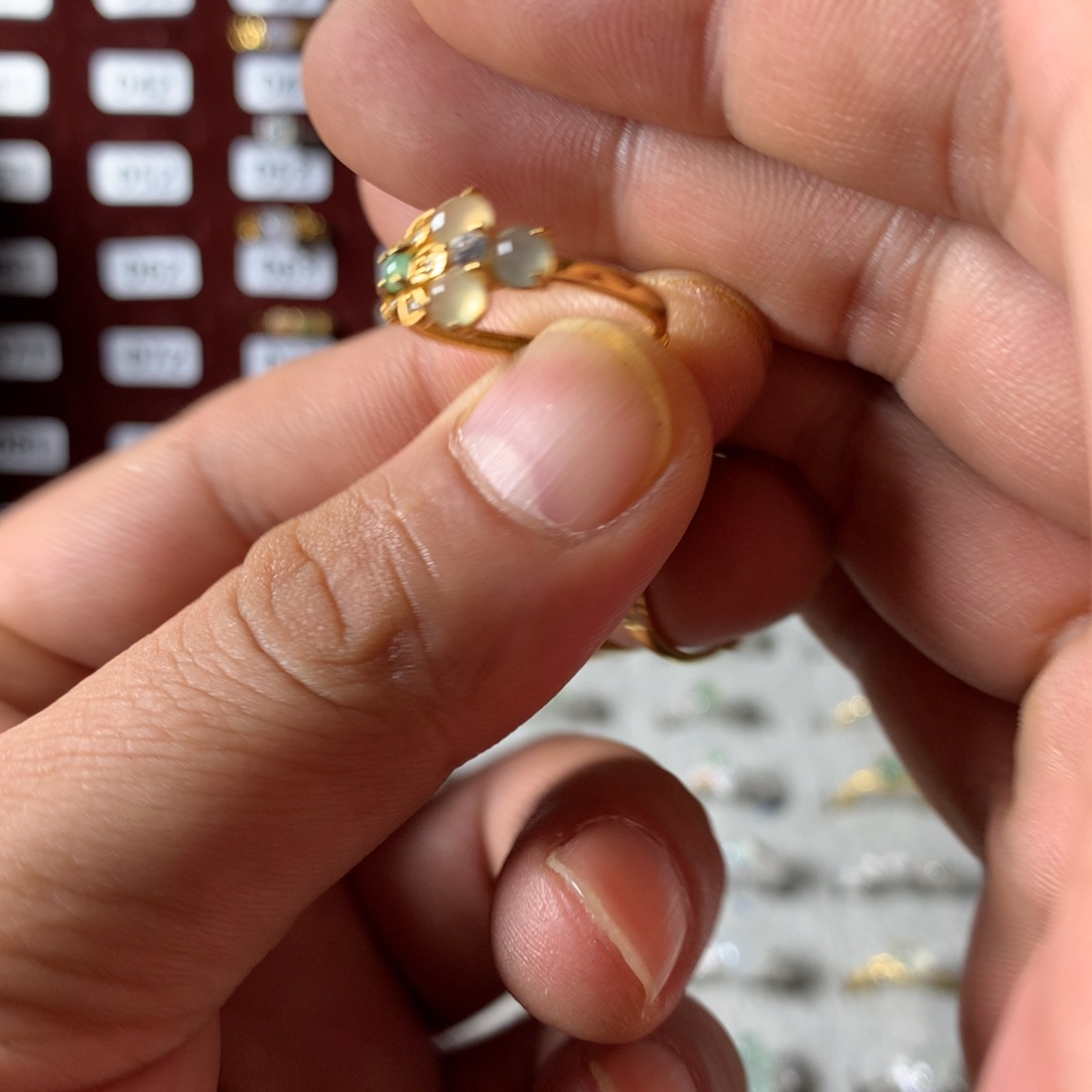 西***柚翡翠银S925镶嵌戒指297