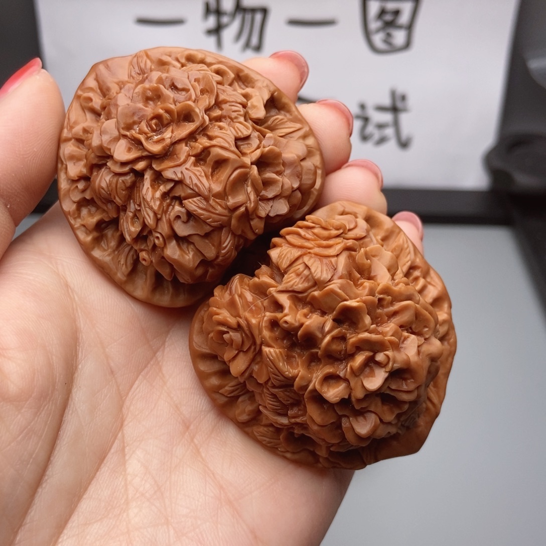 桃核吊坠核桃花开富贵