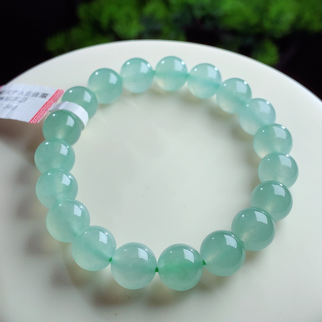 未镶嵌手串翡翠正冰冰胶晴水绿葡萄绿 卡10mm