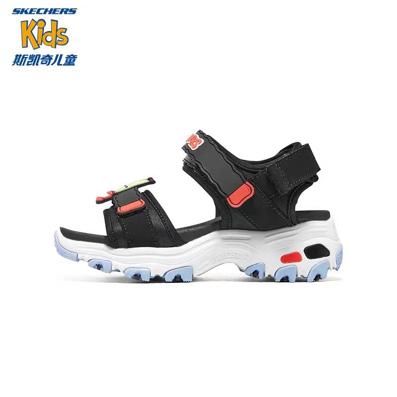 SKECHERS/斯凯奇海绵宝宝联名款女童魔术贴缓震舒适耐磨休闲凉鞋