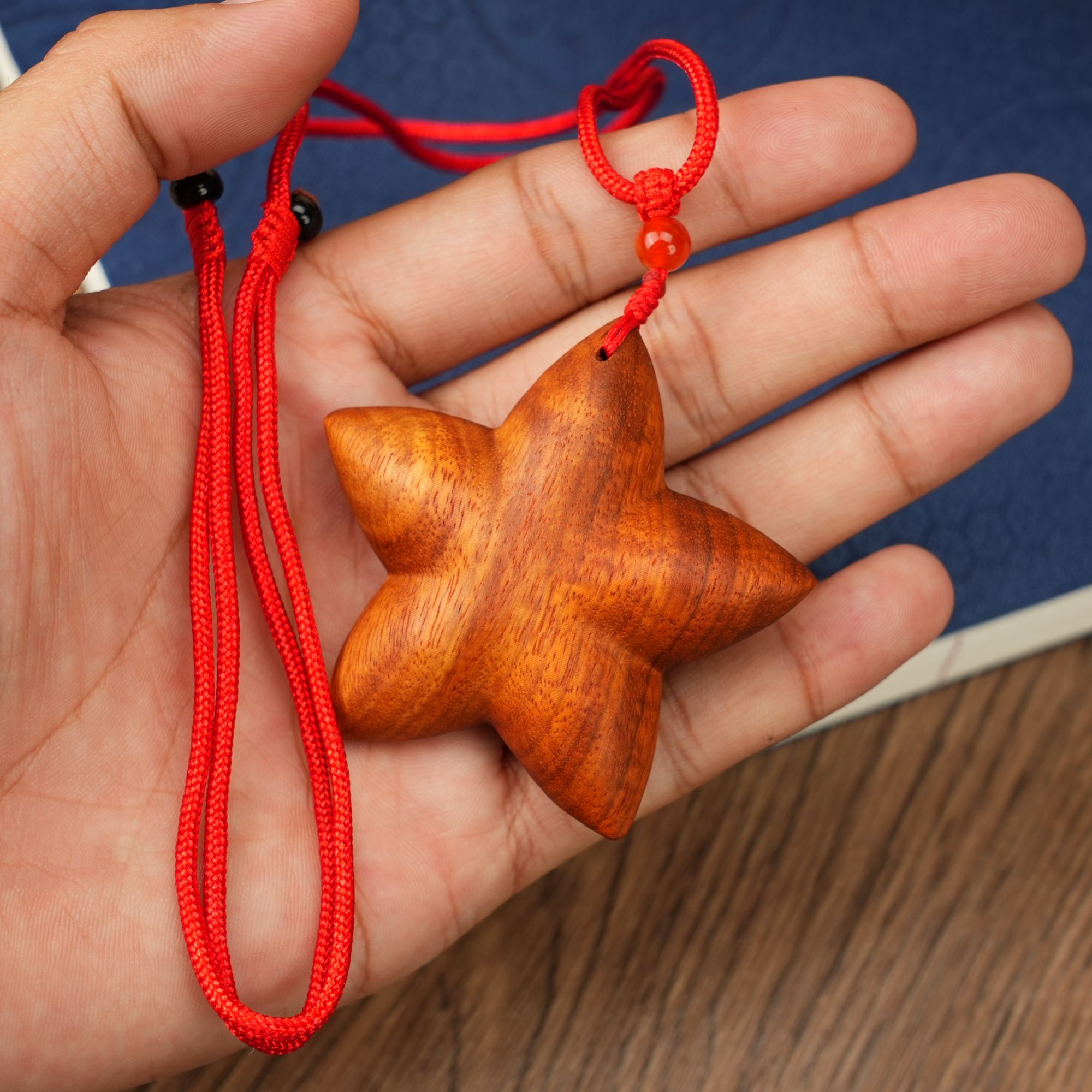 【檀锦阁】星星项链--血檀（染料紫檀）-配饰-A01927