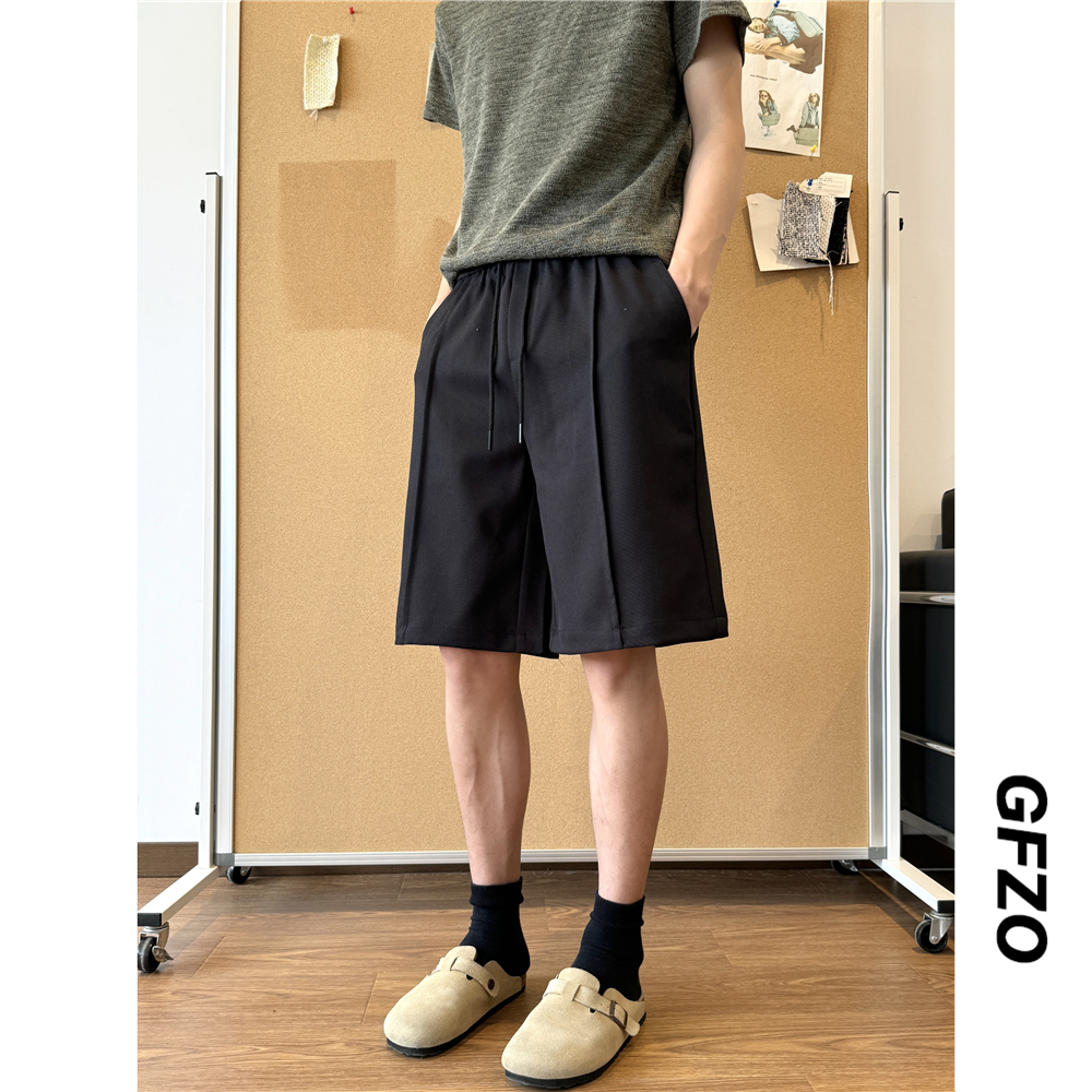 垂感休闲西装短裤男夏季宽松裤子潮流外穿大裤头男款五分冰丝西裤