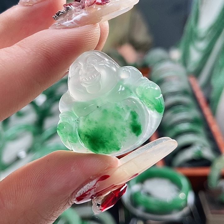 石英质玉吊坠(不含链)未镶嵌天然A货非洲翠挂件