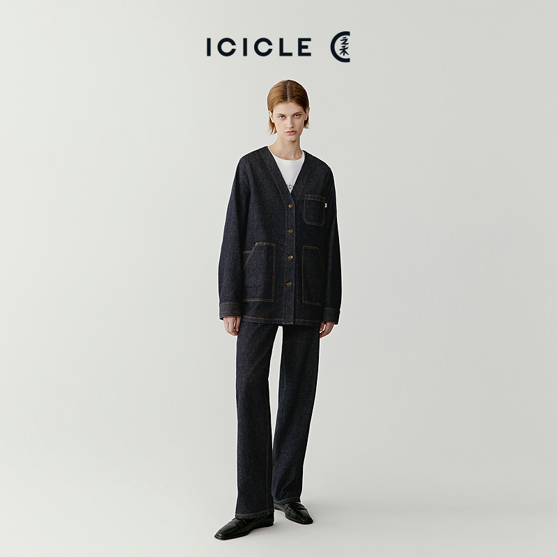 【土壤牛仔】ICICLE之禾女装棉弹牛仔布直筒裤0360