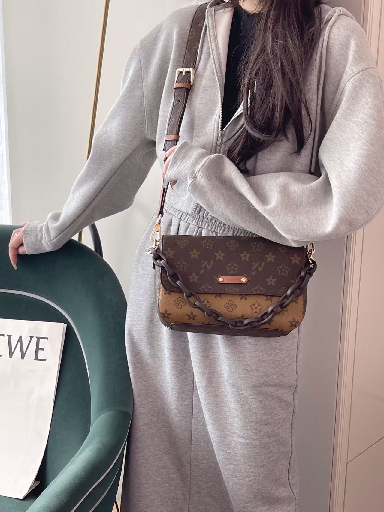 花色做旧车缝线防刮轻奢风斜挎包轻奢腋下包女士肩包