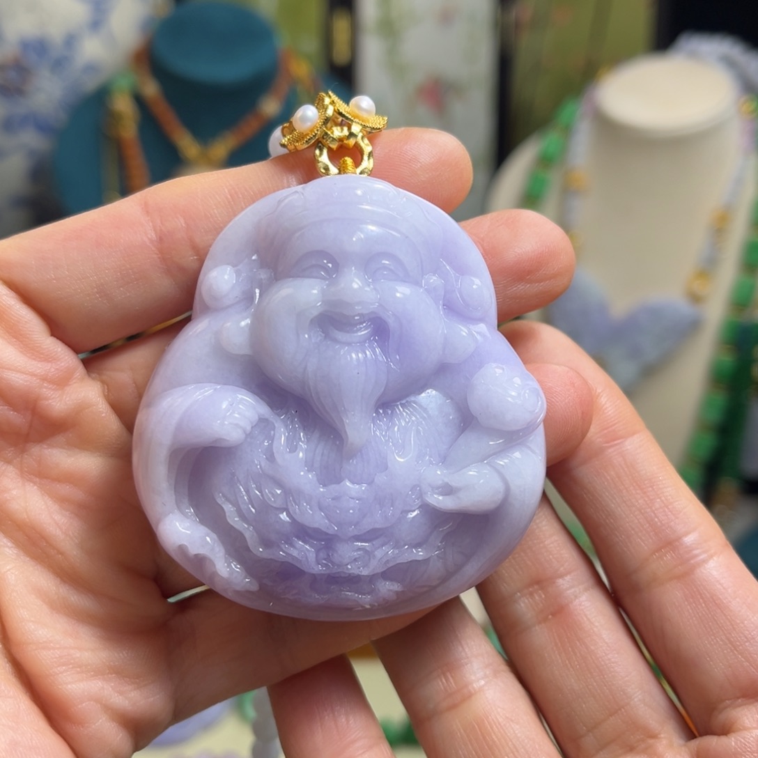 胖***活翡翠未镶嵌颈饰天然翡翠