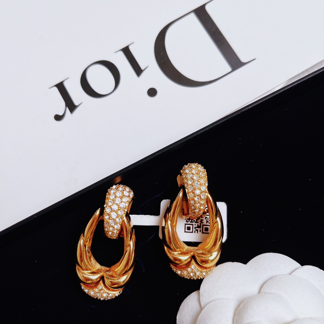 95新 DIOR/迪奥 柚礼中古/迪奥圆环莱茵石耳夹LZ406516