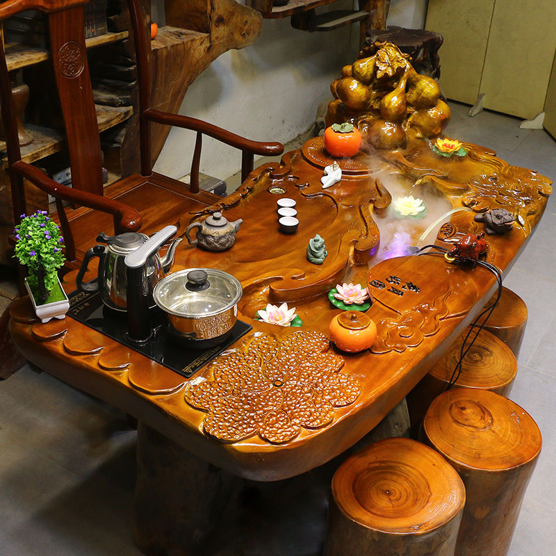 楠木根雕茶台整体树根茶桌椅组合茶几家具木雕木根MH11161