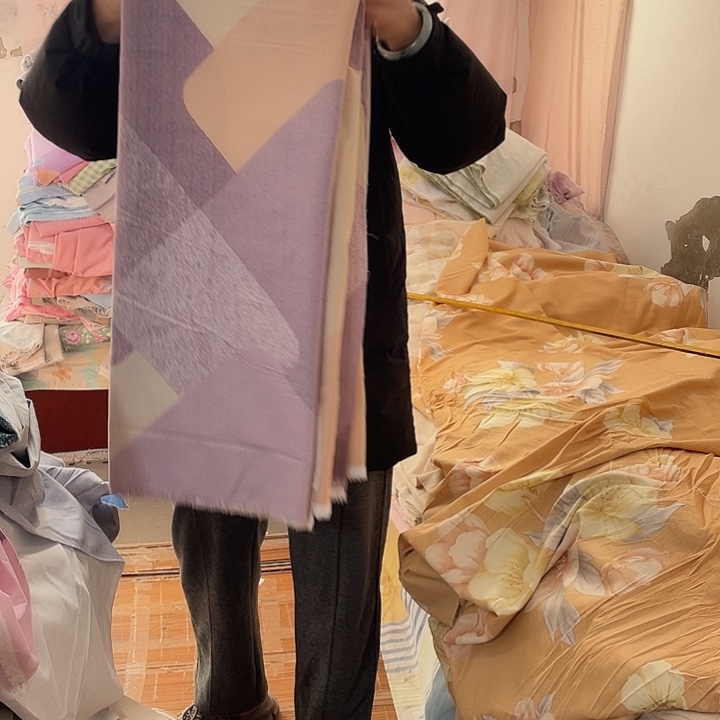 莫代尔纤维长绒棉米紫格子2米