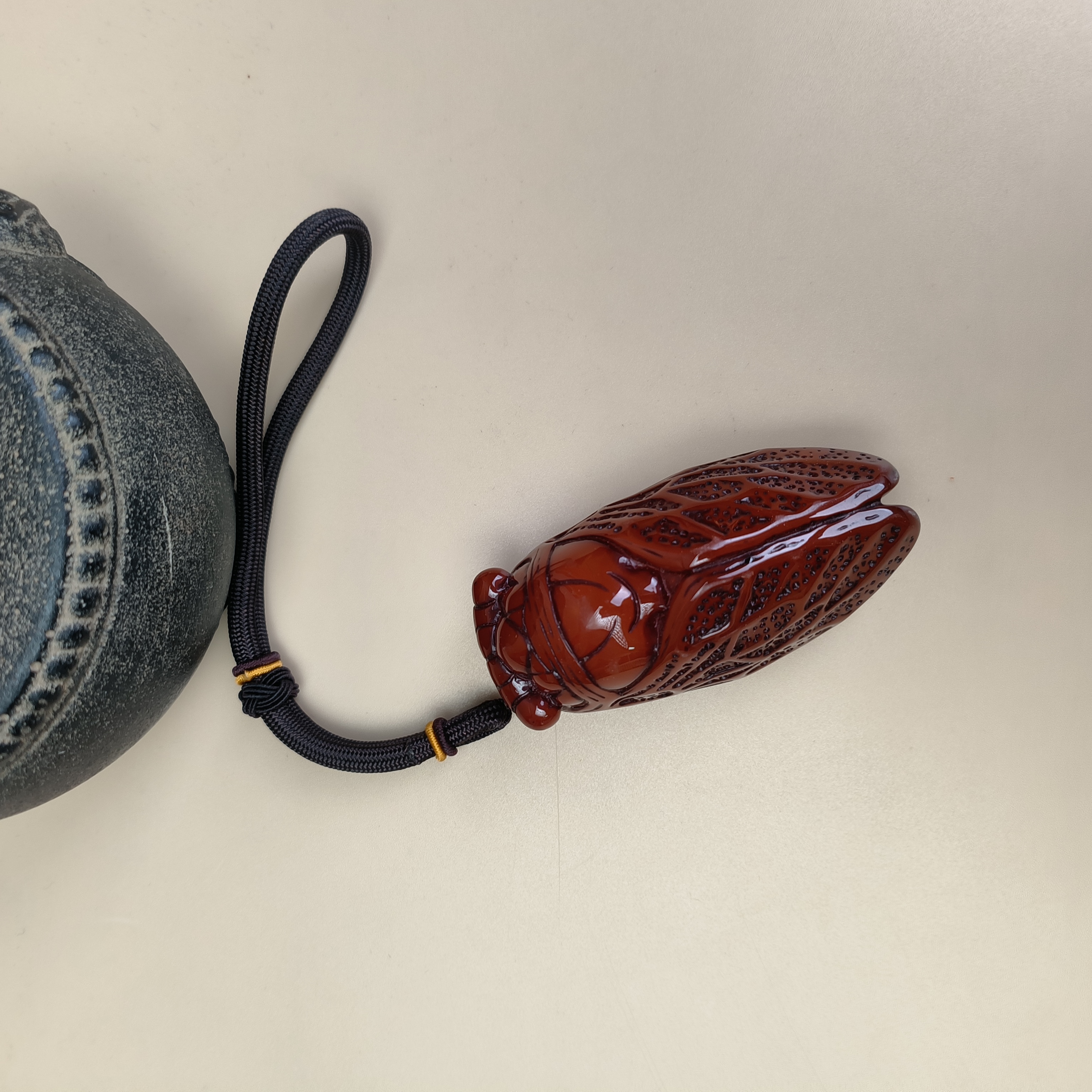 【柒韵文玩】知了手摆件