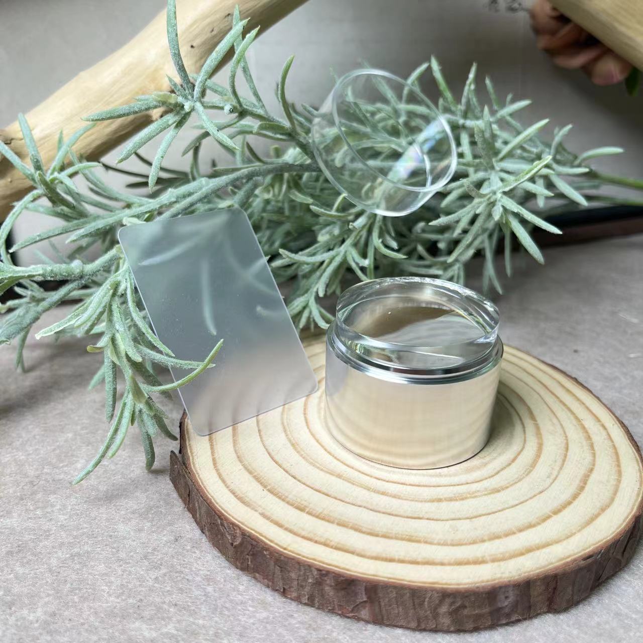 【1个】超黏！加大plus版美甲钢板金属超软硅胶印章（带刮版）银色