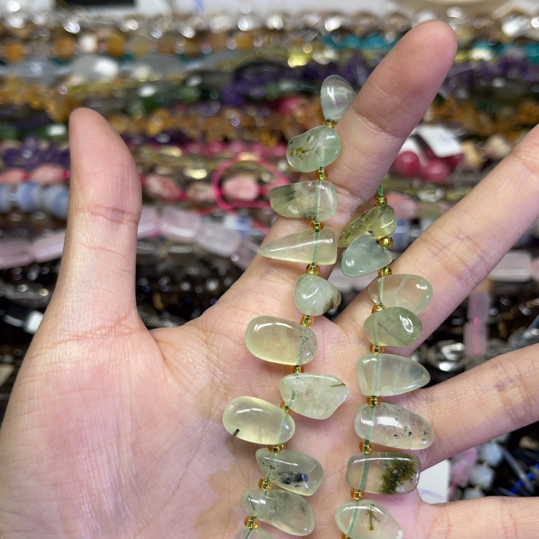 玛瑙/玉髓散珠天然葡萄石长条38厘米