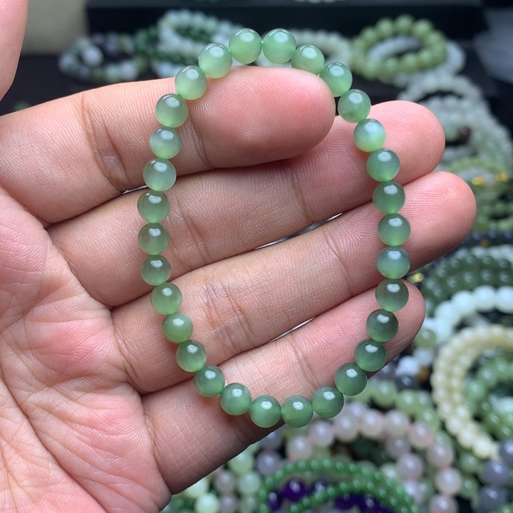 和田玉未镶嵌手串碧玉蓝猫卡6