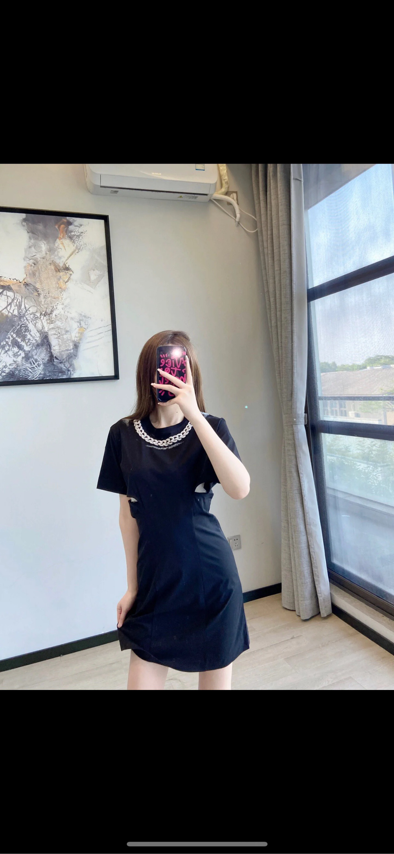 Givenchy 纪梵希 链条装饰印花短袖连衣裙M码/全新/吊牌 fg205151