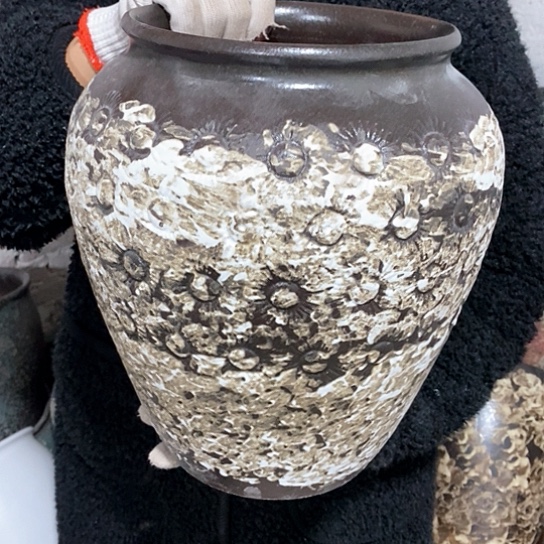 紫砂花盆口20高30，太阳花