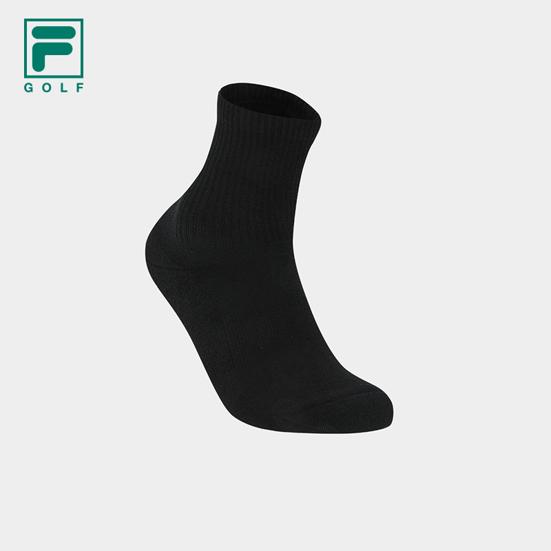 FILA/file常规款中筒袜冬季极简黑色男女同款中腰袜子A13W545366F