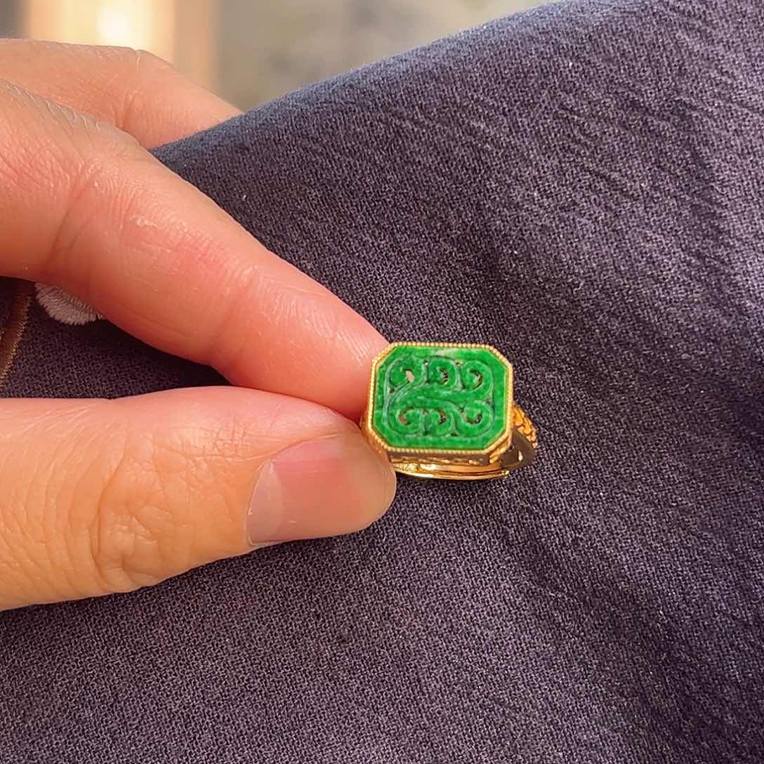 翡翠戒指银S925镶嵌缅甸翡翠A货戒指