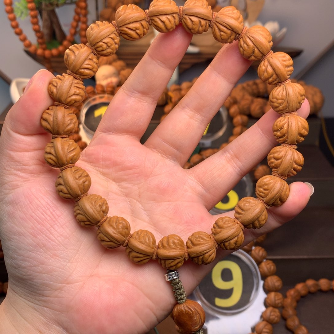 桃核手串野生莲花15尺寸手持
