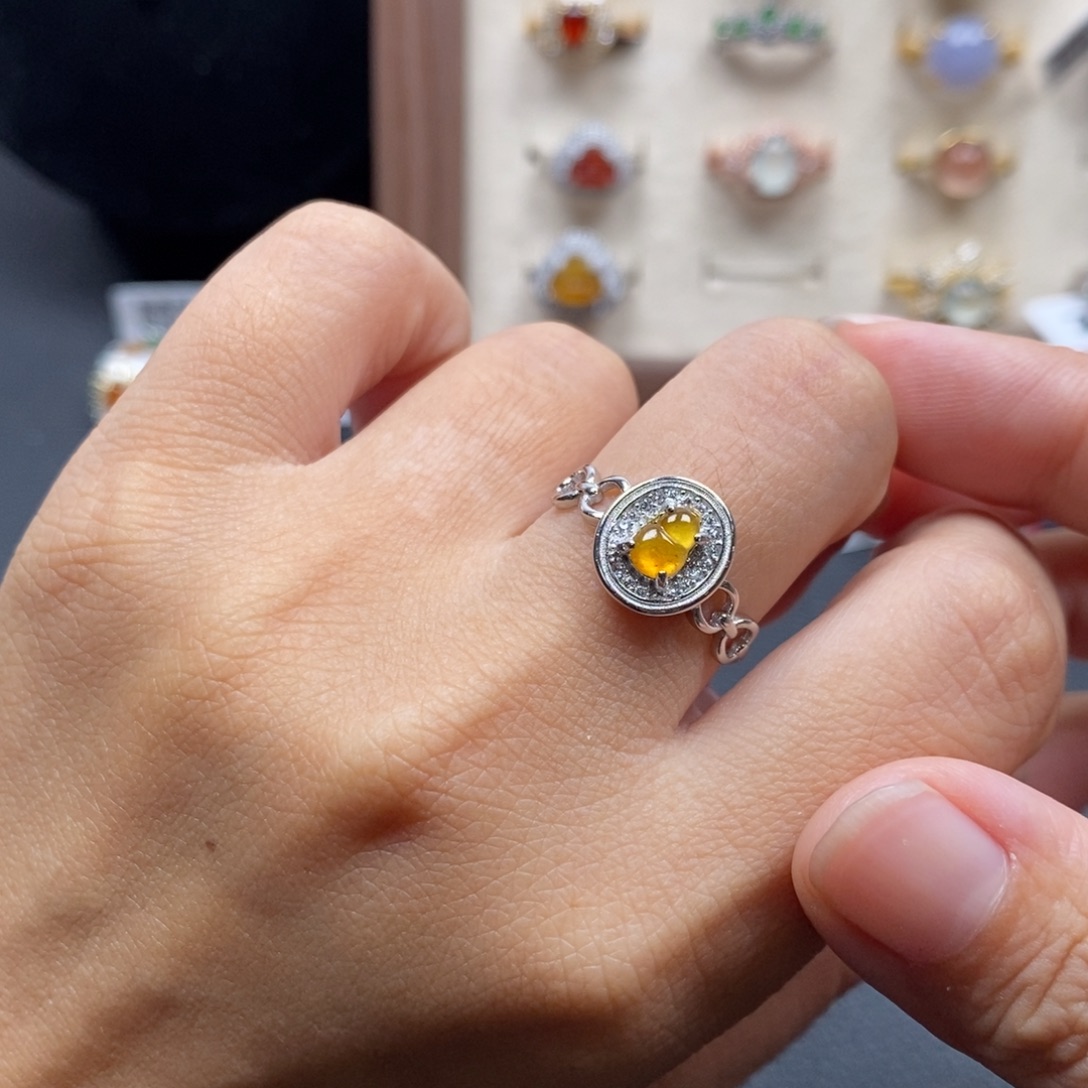 翡翠银S925镶嵌戒指