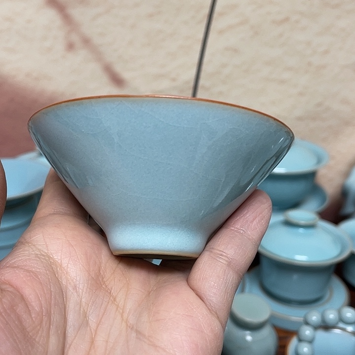 杯子特价微微瑕描金斗笠