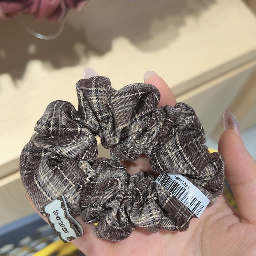 皮质铁合金咖色格子小肠圈