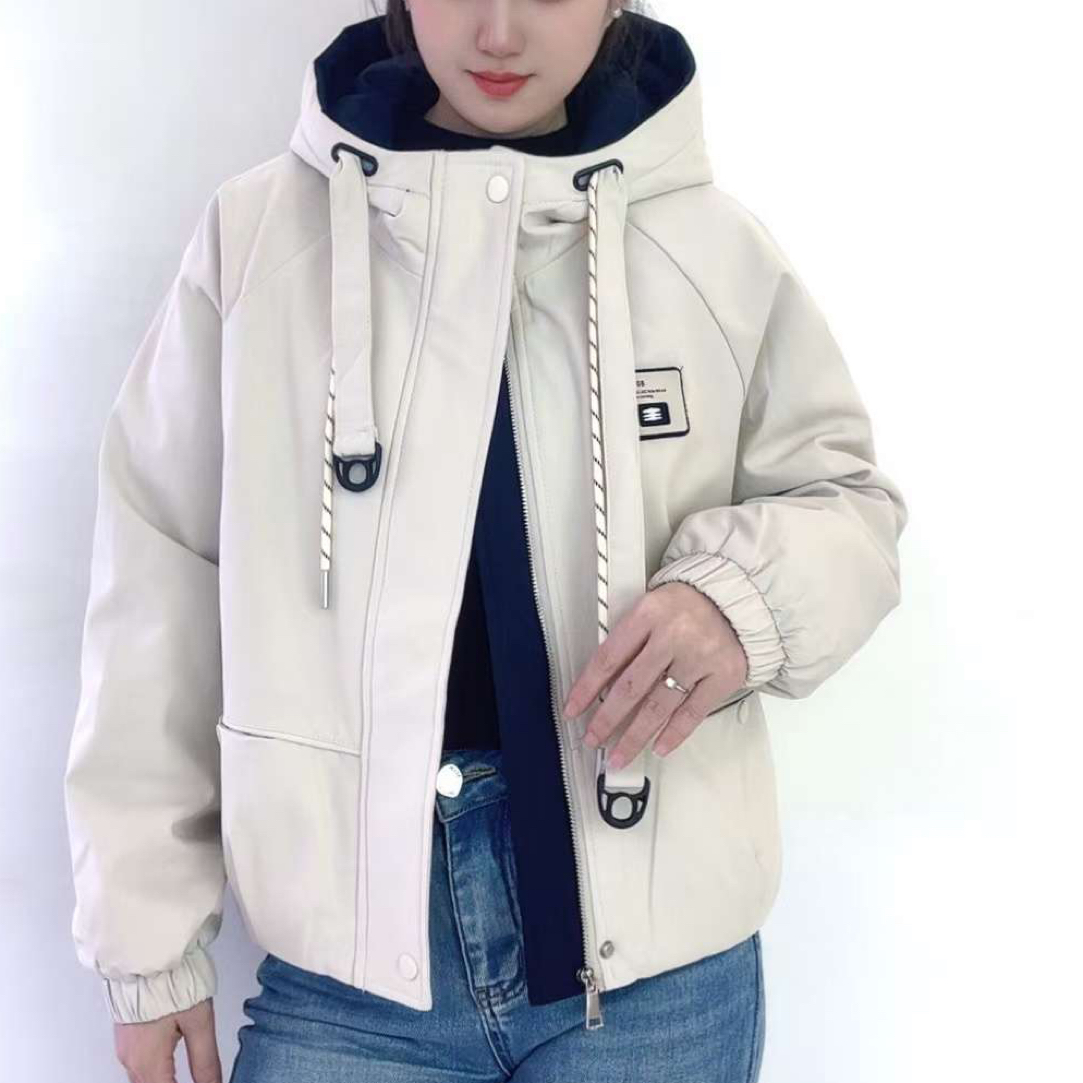 【海南肉丝】259592冬季加绒加厚连帽保暖派克服