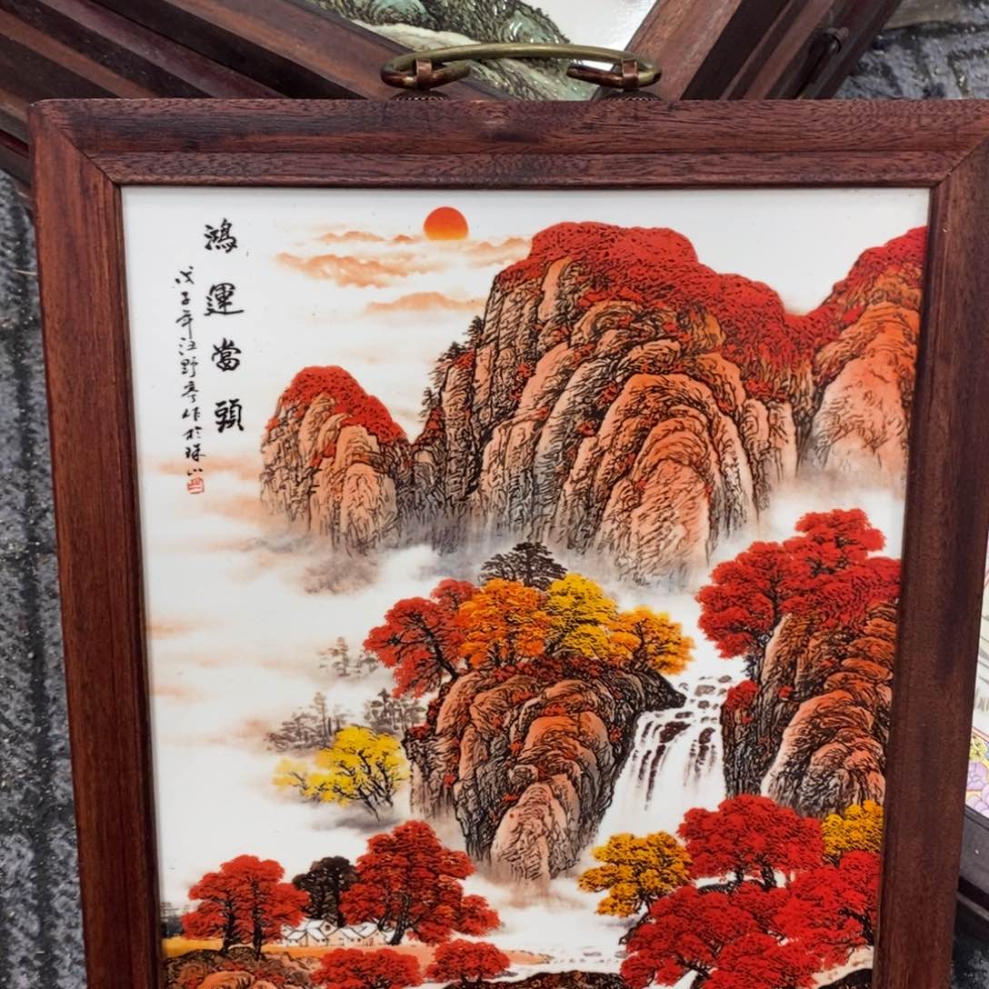 瓷片景德镇瓷板画柴窑烧制37*28