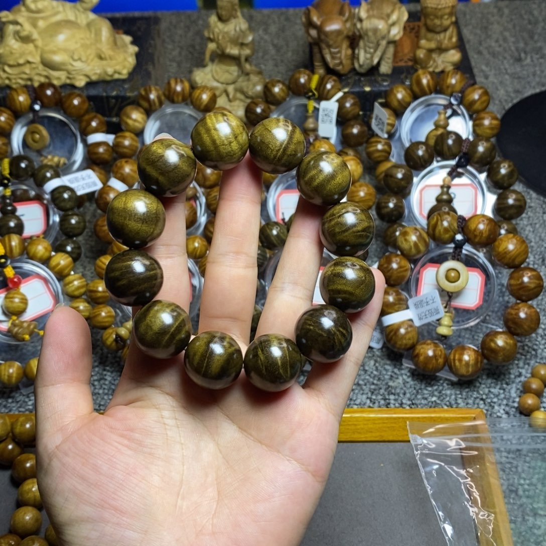 ****手串/手链楠木（金丝楠）阴沉绿水波2.0