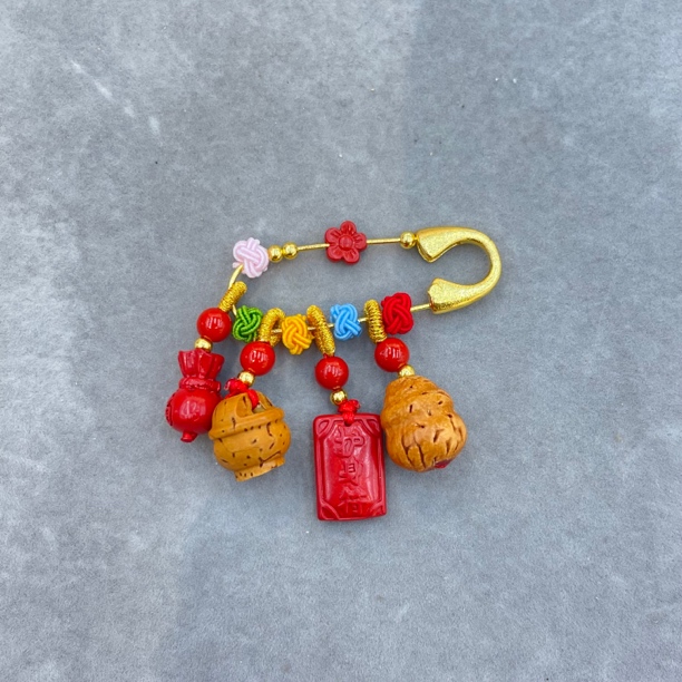 含辰砂工艺品YJ063桃木葫芦朱砂牌别针