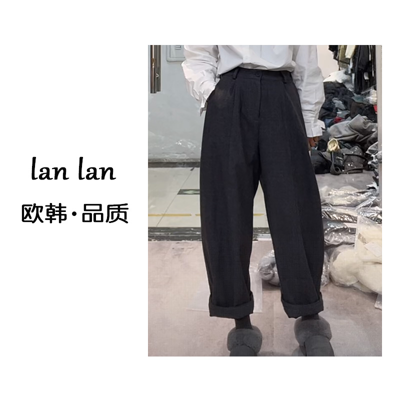 lanlan-冬上新【加绒加厚9分裤】5861韩版冬季新款高腰显瘦休闲裤
