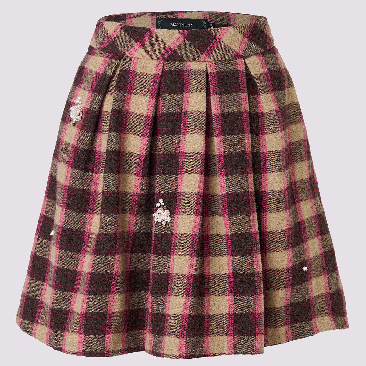 【毛毛专属】MAXRIENY复古浪漫流苏半裙显瘦高腰毛呢千鸟格纹A半裙