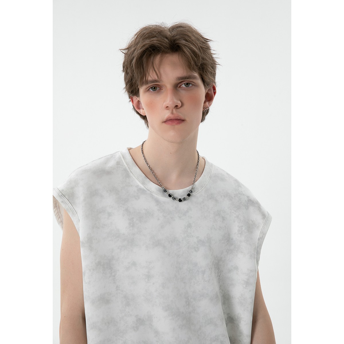 Jaaniste仿麂皮背心男无袖t恤夏季新款运动休闲宽松透气圆领上衣