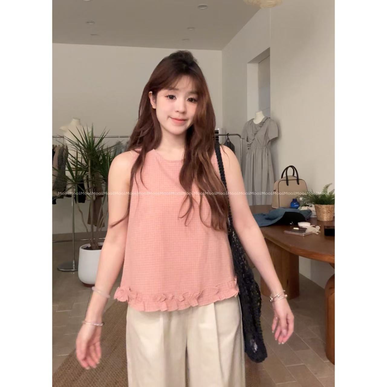 【mooi】'花边恰恰'春夏新款韩版ins风小众设计感背心