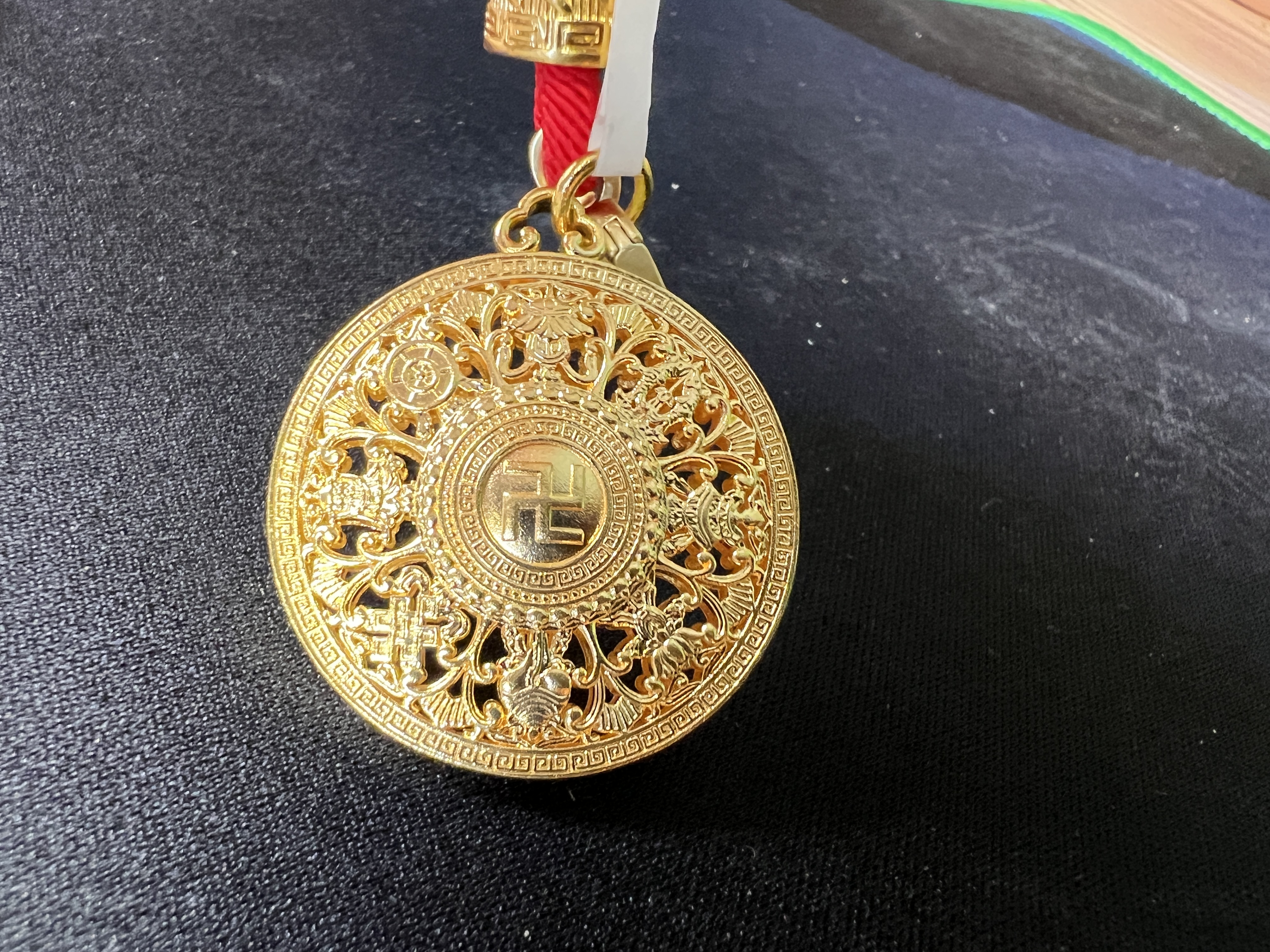 吊坠足银 足银镀金古法手工坠链吊坠挂件八宝罗盘万福吊坠