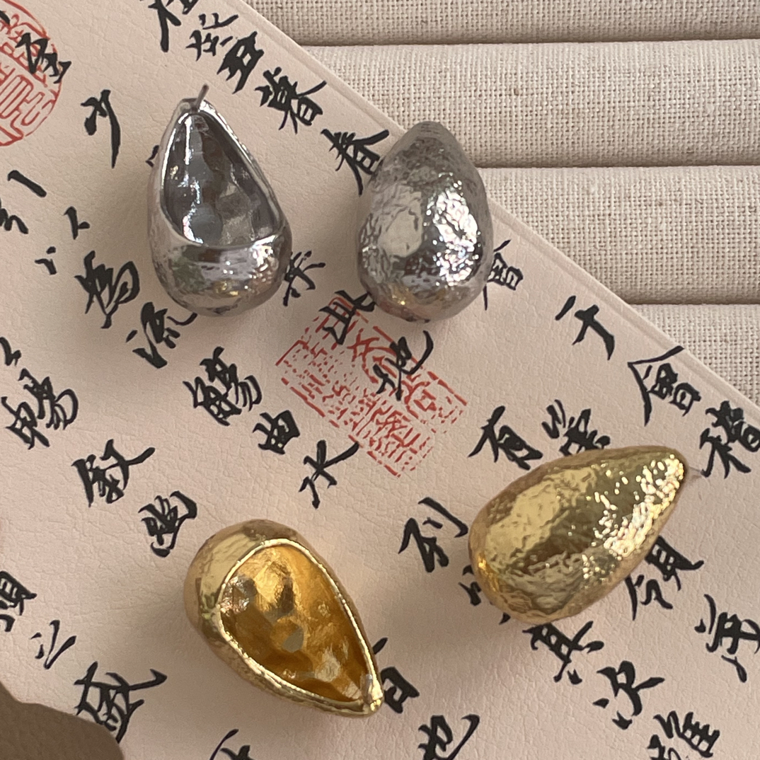 黄铜耳饰 法式高级水滴耳环女小众设计感2025超火适合方圆脸耳环