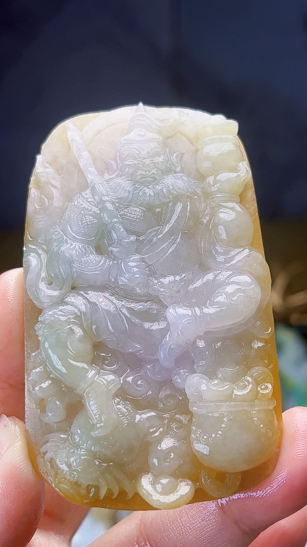 【新春好物】天然缅甸翡翠黄翡赵公明毛货买断需抛光尺寸77-46-11