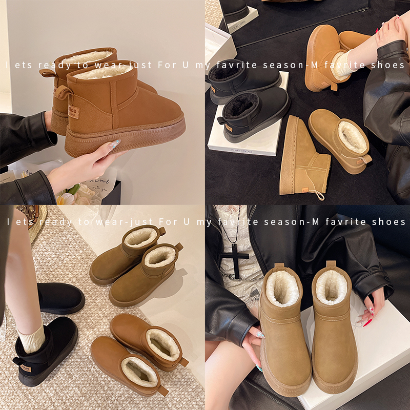 厚底加绒雪地靴女外穿厚底2025冬季新款短筒靴