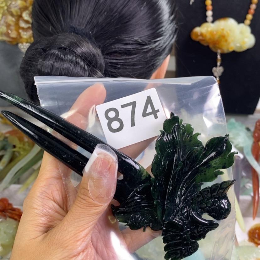 【闪购商品】岫玉发饰未镶嵌刘*