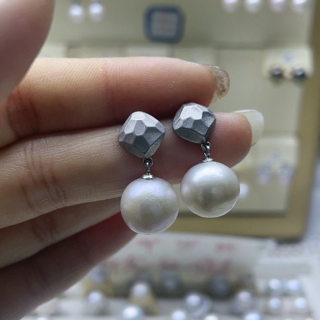 淡水珍珠耳饰银S925镶嵌